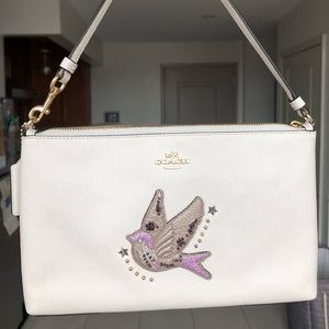 Rare bird embroidered coach purse/wristlet